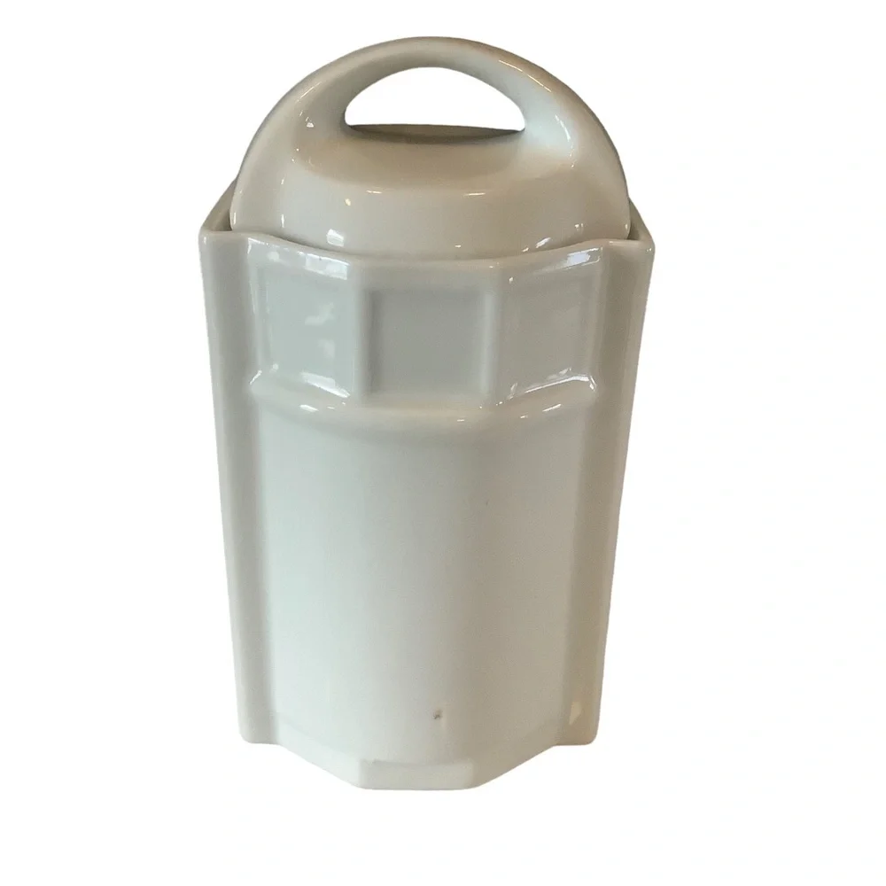 Vintage /antique porcelain ceramic white canister w/lid Sugar canister.Germany